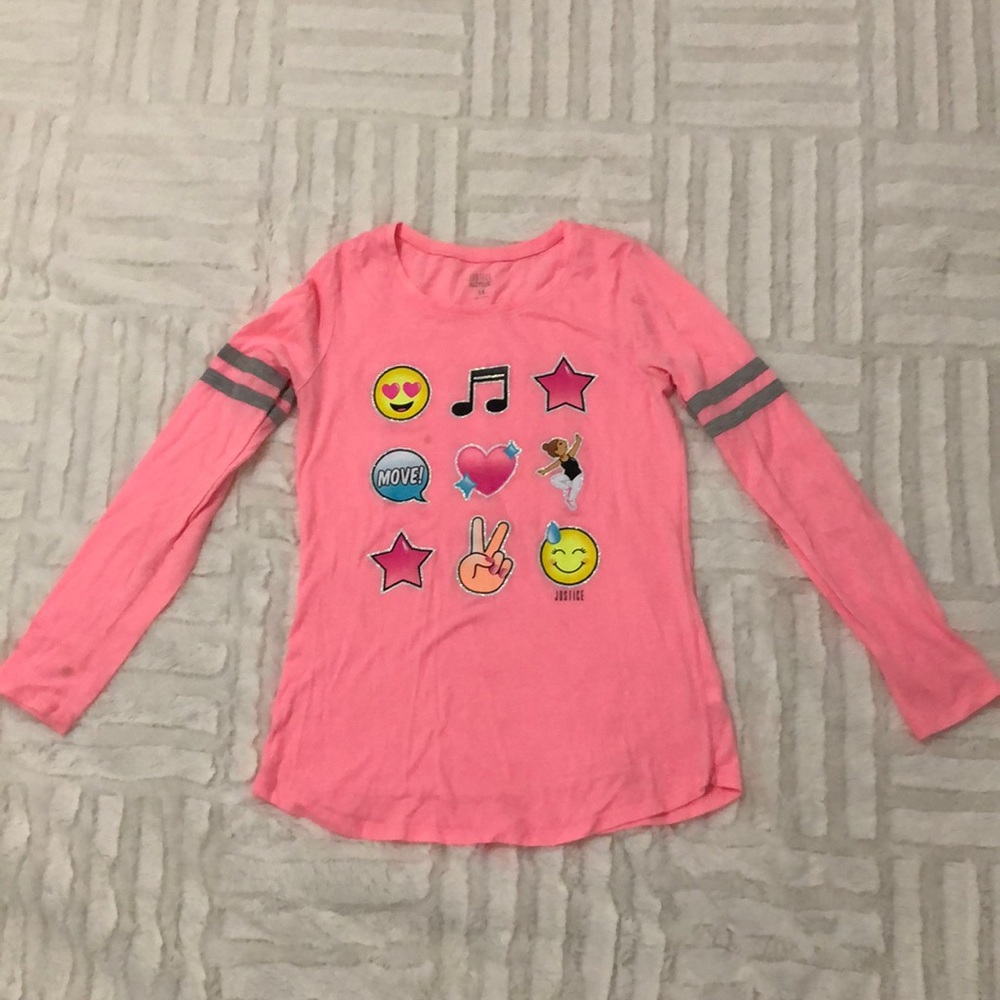 Cute pink long sleeve decorated with dance emojis